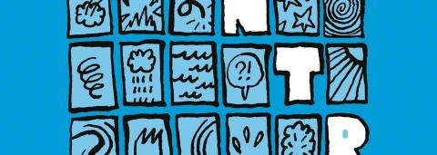 Couverture de la cartographie de la bande dessinée alternative francophone de Morvandiau, sur un fond bleu apparait des case de bd, dans lequelles apparaissent en diagonale le mot contre, et à l'horizontale le mot bande