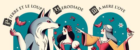 Illustration d'un loup avec des danseuses