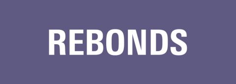 "REBONDS" écrit en blanc en majuscules sur font violet