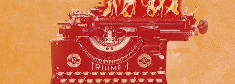 Machine à écrire en feu