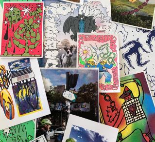 ensemble de sérigraphies, constitué d'illustrations, de signalétique industrielle...