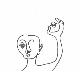 Dessin d'un personnage tenant son oeil dans la main