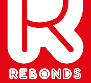 Logo des Rebonds, "R" majuscule en blanc sur fond rouge, avec écrit en dessous "Rebonds" titre de ce type d'événement lié à la recherche à Rennes 2 où des enseignantes et enseignants chercheurs rebondissent sur des oeuvres en les liant à leur champs de recherche en sciences humaines et sociales accompagné en dessous du logo Université Rennes 2