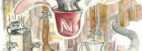 Extrait de l'affiche de l'exposition de Michel Blazy